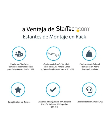 StarTech.com Estante Bandeja Ventilado Cantilever 2U de Profundidad Fija para Armario Rack de Servidores de 19 Pulgadas - en