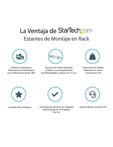 StarTech.com Estante Bandeja Ventilado Cantilever 2U de Profundidad Fija para Armario Rack de Servidores de 19 Pulgadas - en