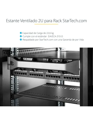 StarTech.com Estante Bandeja Ventilado Cantilever 2U de Profundidad Fija para Armario Rack de Servidores de 19 Pulgadas - en