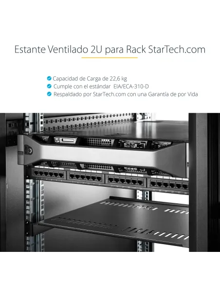 StarTech.com Estante Bandeja Ventilado Cantilever 2U de Profundidad Fija para Armario Rack de Servidores de 19 Pulgadas - en
