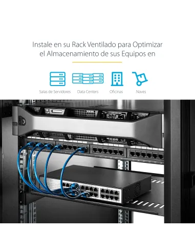 StarTech.com Estante Bandeja Ventilado Cantilever 2U de Profundidad Fija para Armario Rack de Servidores de 19 Pulgadas - en