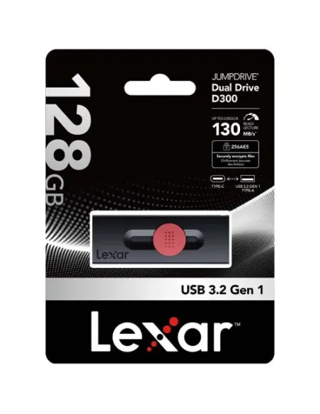 LEXAR 128GB DUAL TYPE-C AND TYPE-A USB 3.2 FLASH DRIVE, UP TO 130MB/S READ