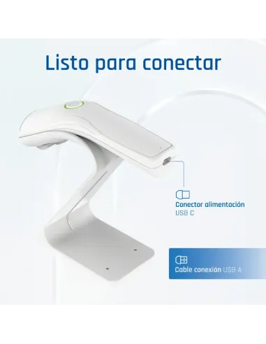 iggual Lector código barras 2D USB botón blanco