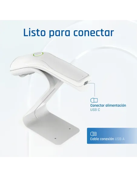 iggual Lector código barras 2D USB botón blanco