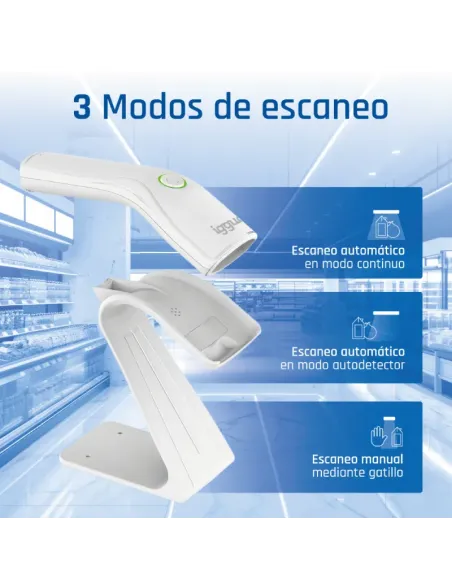 iggual Lector código barras 2D USB botón blanco