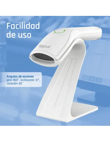 iggual Lector código barras 2D USB botón blanco