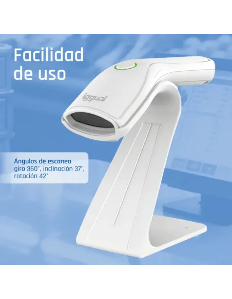 iggual Lector código barras 2D USB botón blanco