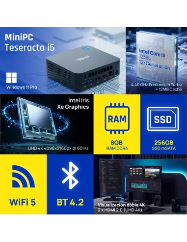 iggual Mini PC Teseracto i5 1235U 8+256GB 2xHDMI