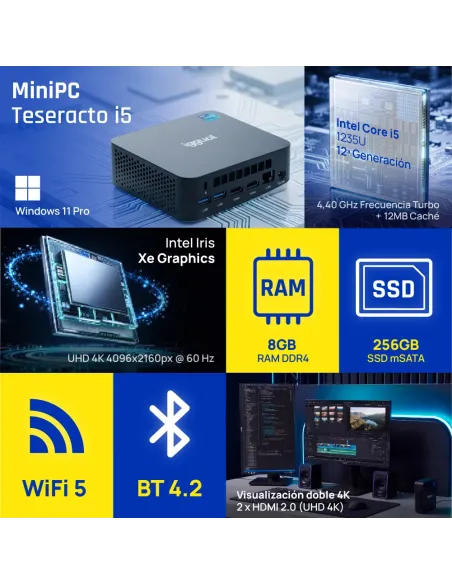 iggual Mini PC Teseracto i5 1235U 8+256GB 2xHDMI