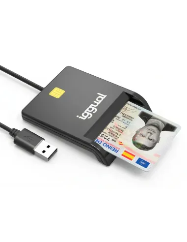 iggual Lector DNI SIP tarjetas ID USB 2.0 negro