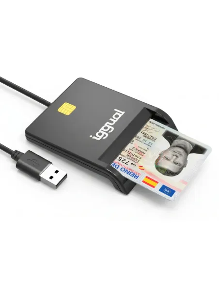 iggual Lector DNI SIP tarjetas ID USB 2.0 negro