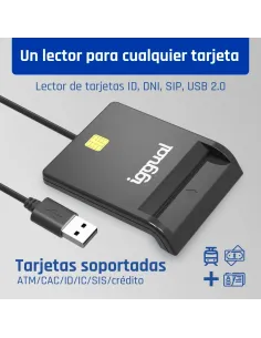 iggual Lector DNI SIP tarjetas ID USB 2.0 negro 2