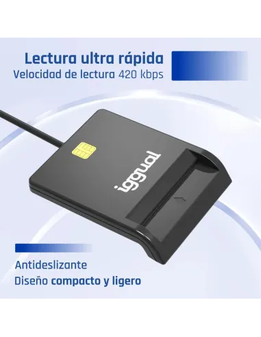 iggual Lector DNI SIP tarjetas ID USB 2.0 negro
