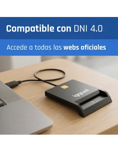 iggual Lector DNI SIP tarjetas ID USB 2.0 negro