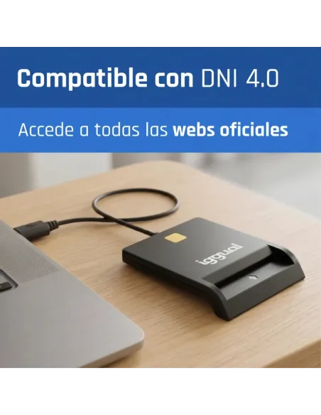 iggual Lector DNI SIP tarjetas ID USB 2.0 negro