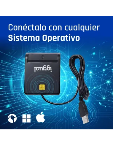 iggual Lector DNI SIP tarjetas ID USB 2.0 negro