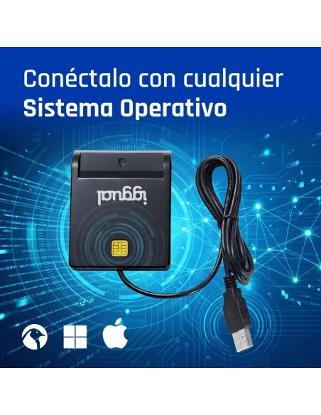 iggual Lector DNI SIP tarjetas ID USB 2.0 negro