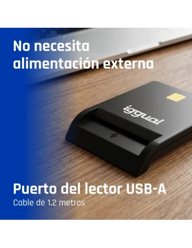 iggual Lector DNI SIP tarjetas ID USB 2.0 negro