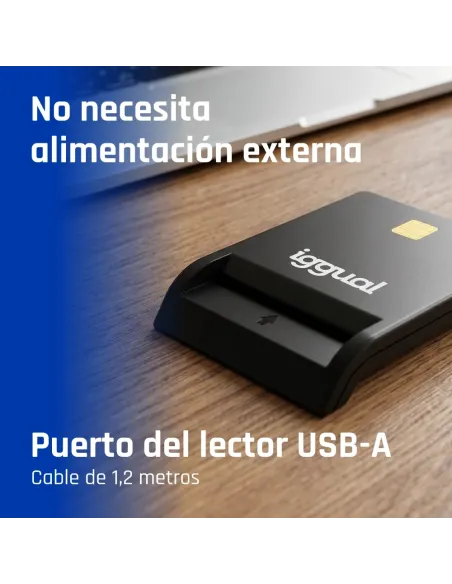 iggual Lector DNI SIP tarjetas ID USB 2.0 negro
