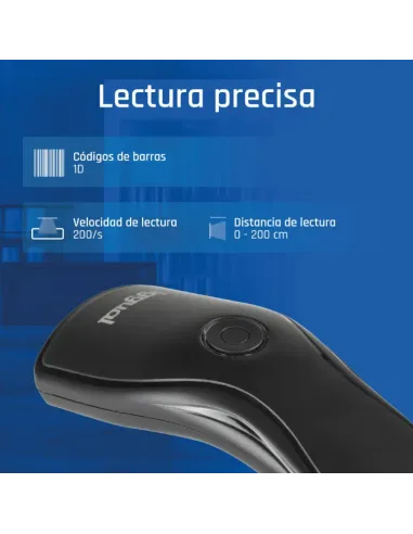iggual Lector código barras 1D USB botón soporte