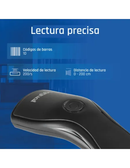 iggual Lector código barras 1D USB botón soporte