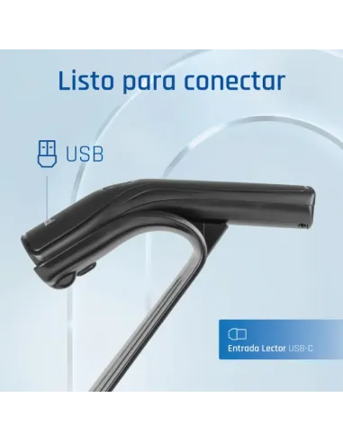 iggual Lector código barras 1D USB botón soporte