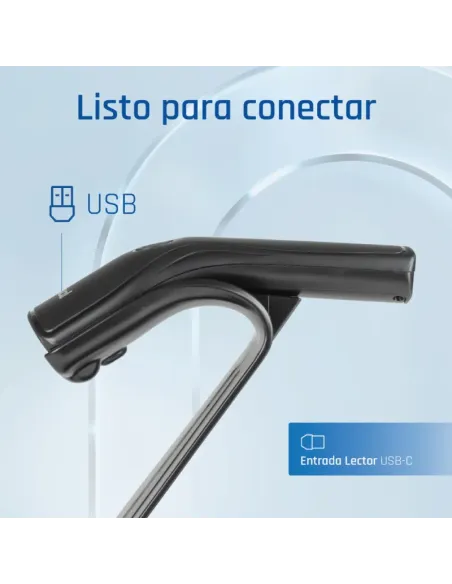 iggual Lector código barras 1D USB botón soporte
