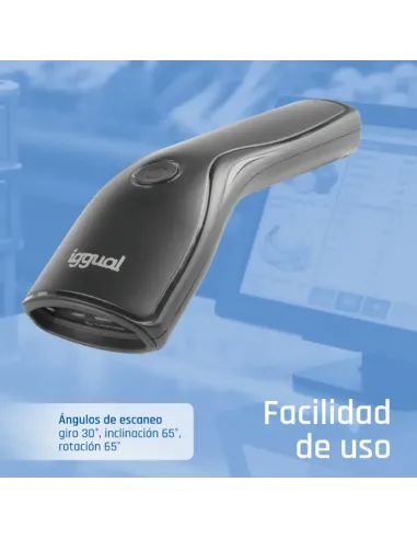 iggual Lector código barras 1D USB botón soporte