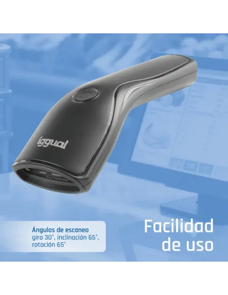 iggual Lector código barras 1D USB botón soporte