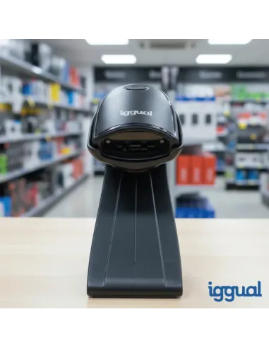 iggual Lector código barras 1D USB botón soporte