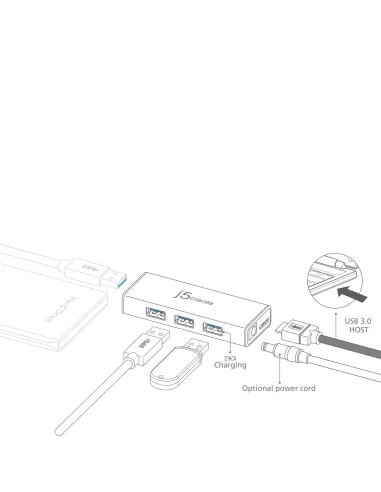 j5create JUH340-N Mini HUB USB 3.0 de 4 puertos - UE RU