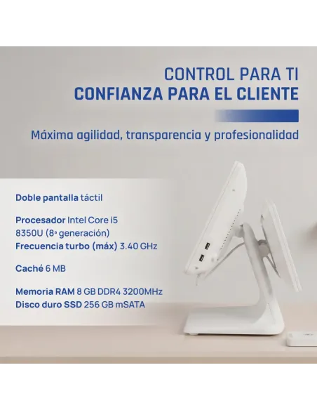 iggual TPV dual 15,6" 11,6" i5 8350U 8+256GB W11 blanco