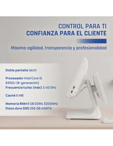 iggual TPV dual 15,6" 11,6" i5 8350U 8+256GB W11 blanco