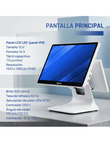 iggual TPV dual 15,6" 11,6" i5 8350U 8+256GB W11 blanco