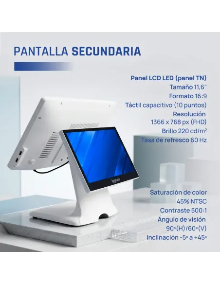 iggual TPV dual 15,6" 11,6" i5 8350U 8+256GB W11 blanco