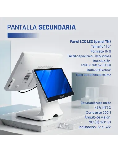 iggual TPV dual 15,6" 11,6" i5 8350U 8+256GB W11 blanco