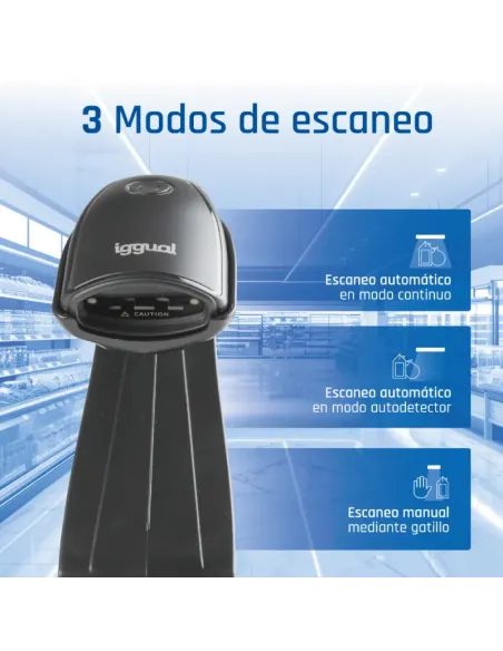 iggual Lector código barras 2D USB botón soporte