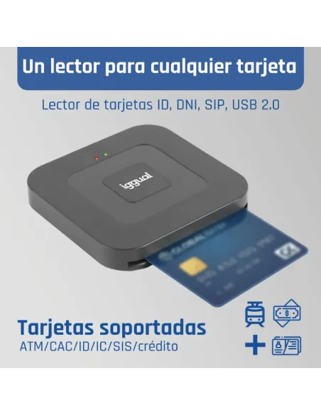 iggual Lector DNI SIP tarjetas ID USB-A   tipo C