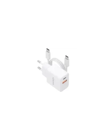 Cargador de Pared GaN Aisens ASCH-20W2P083-W/ 1xUSB Tipo-C/ 1xUSB/ 20W/ Blanco/ Incluye Cable USB Tipo-C