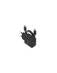 Cargador de Pared GaN Aisens ASCH-20W2P084-BK/ 1xUSB Tipo-C/ 1xUSB/ 20W/ Incluye Cable USB Tipo-C