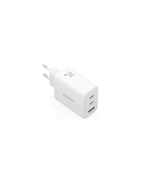 Cargador de Pared GaN Aisens ASCH-67W3P086-W/ 2xUSB Tipo-C/ 1xUSB/ 67W/ Blanco