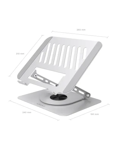 AISENS Soporte de Sobremesa XL Giratorio Ajustable para Portatil   Tablet 10"-17", Plata