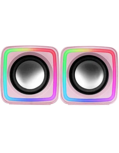 Mars Gaming MSCUBEP Rosa Altavoces Gaming RGB Compactos Procesador Sonido DSP 8W