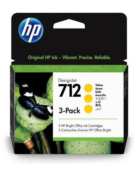 HP Paquete de 3 cartuchos de Tinta HP DesignJet 712 amarillo de 29 ml