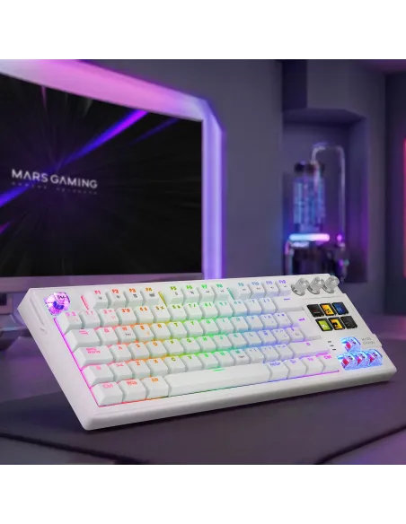 Mars Gaming MKMASTERW teclado Juego USB Español, Francés, Portugués Blanco