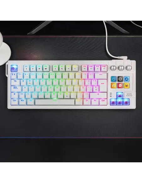Mars Gaming MKMASTERW teclado Juego USB Español, Francés, Portugués Blanco