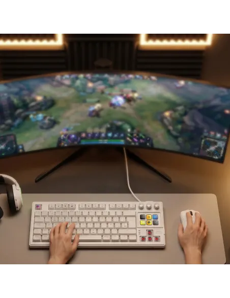 Mars Gaming MKMASTERW teclado Juego USB Español, Francés, Portugués Blanco