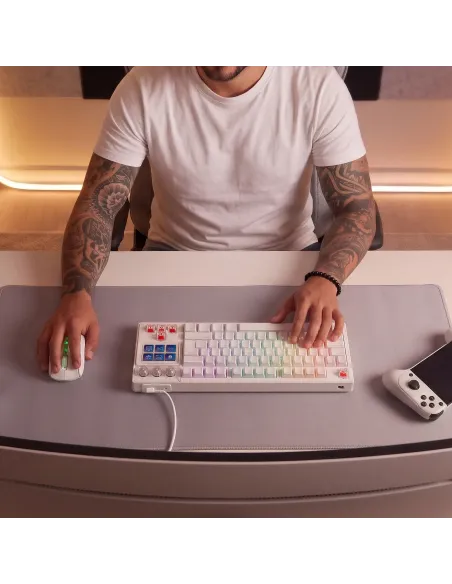 Mars Gaming MKMASTERW teclado Juego USB Español, Francés, Portugués Blanco