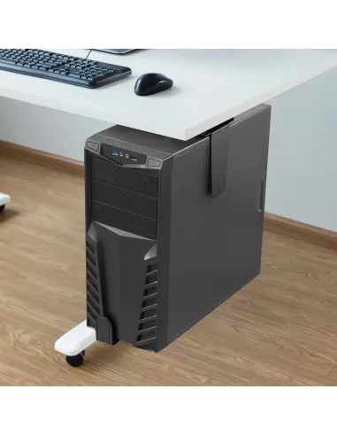 AISENS Soporte Giratorio Antirrobo y Altura Personalizable para CPU para Montaje por Debajo de Escritorio o a La Pared