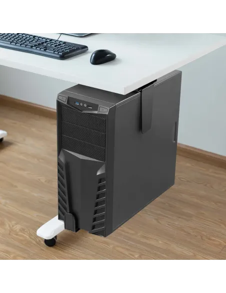 AISENS Soporte Giratorio Antirrobo y Altura Personalizable para CPU para Montaje por Debajo de Escritorio o a La Pared